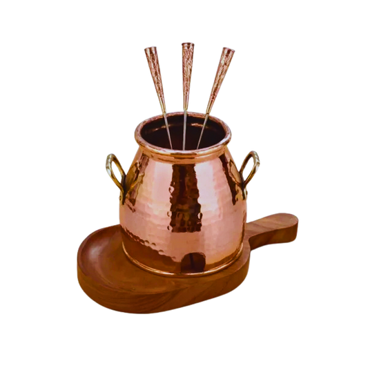 Copper Tabletop Tandoor with Wooden Base