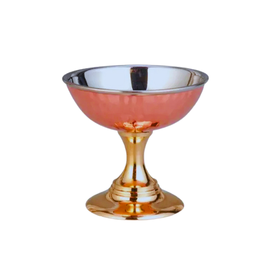 Copper Ice Cream Cup with Brass Stem Base