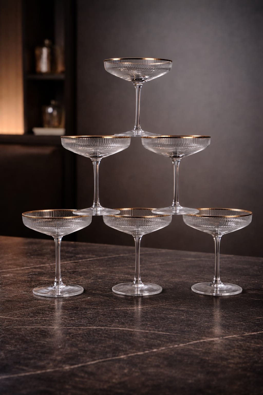 Artisanal Gold Rim Coupe Glass - 120 ml