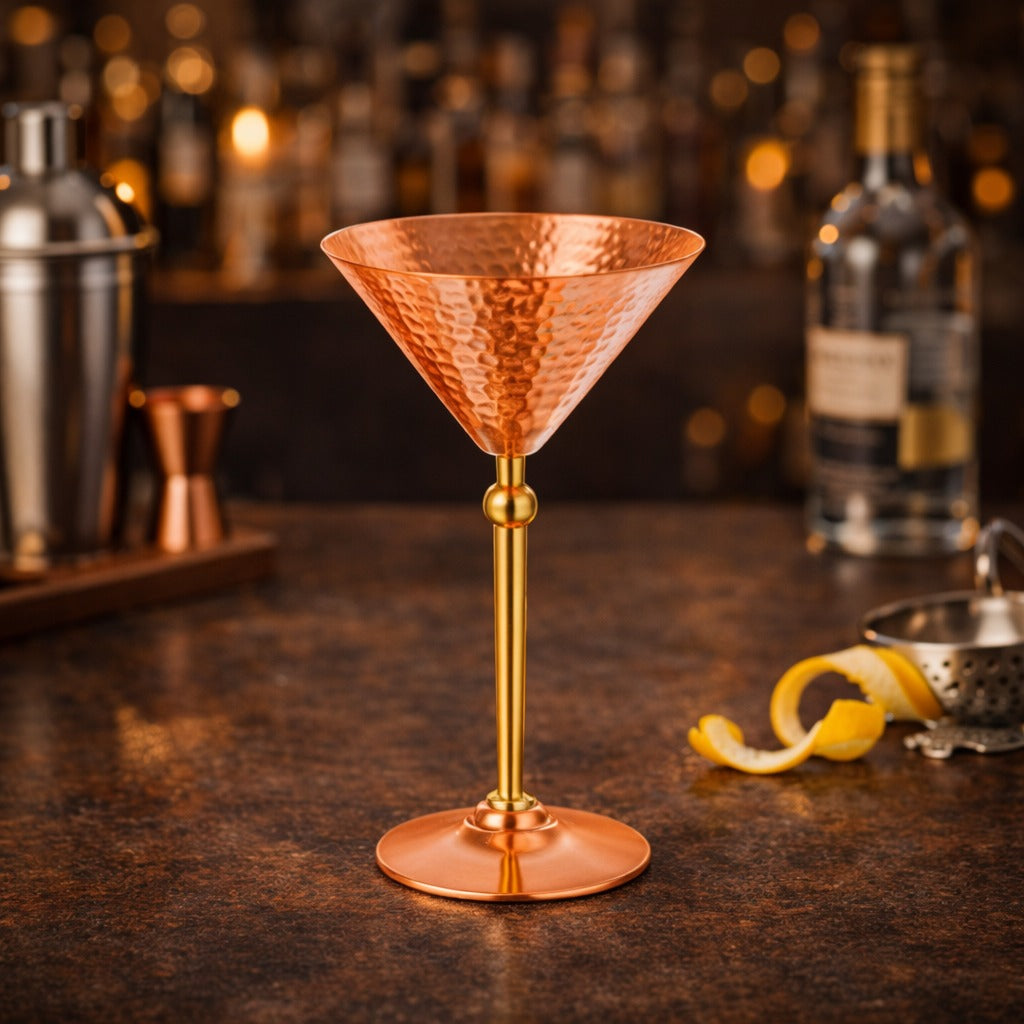 Textured Copper Martini Glass