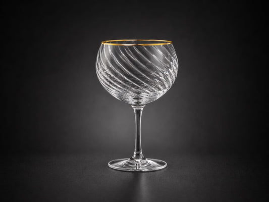 Artisanal Gold Rim Vale Gin Glass - 440 ml