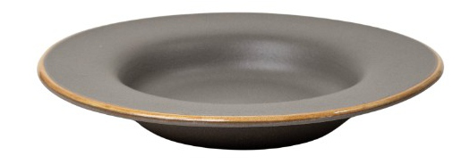 Matte Black Gold-Rim Pasta Bowl - 520 ml
